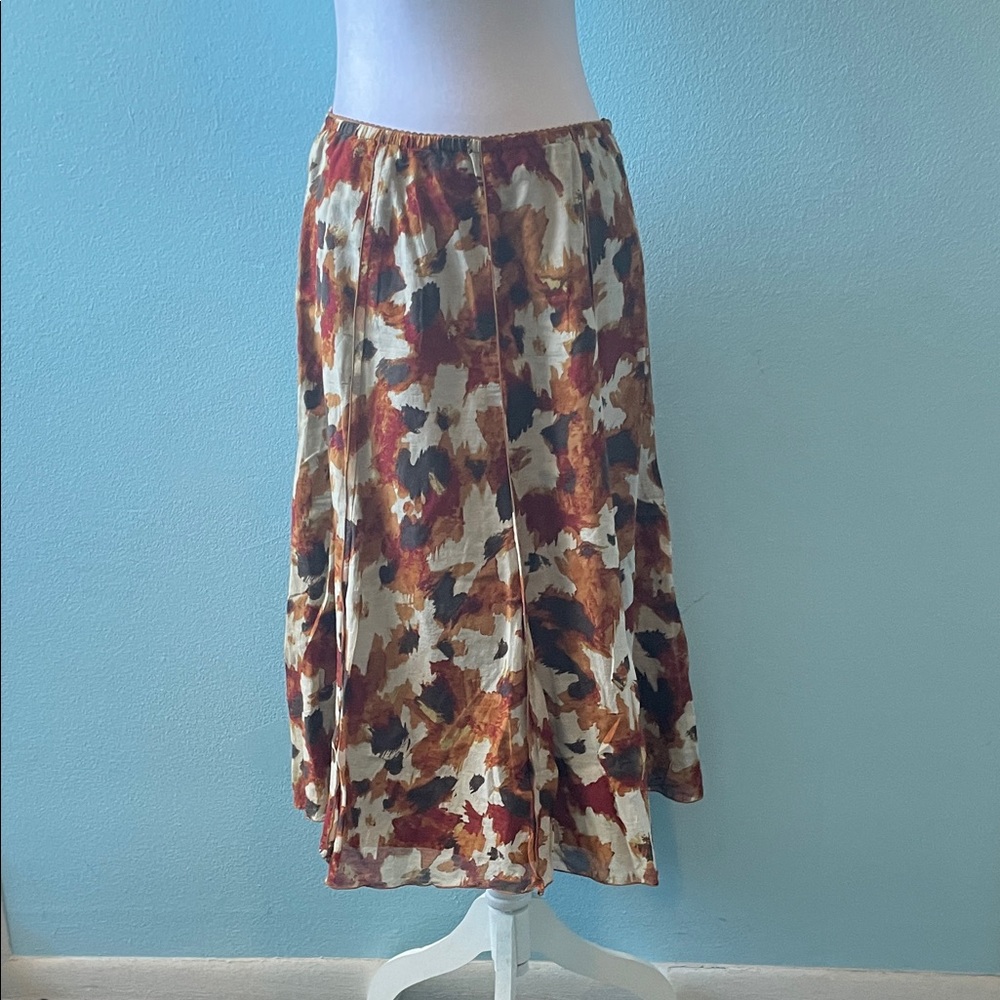 J. Jill Autumn Abstract Print Midi Skirt in Rust, Cream & Black